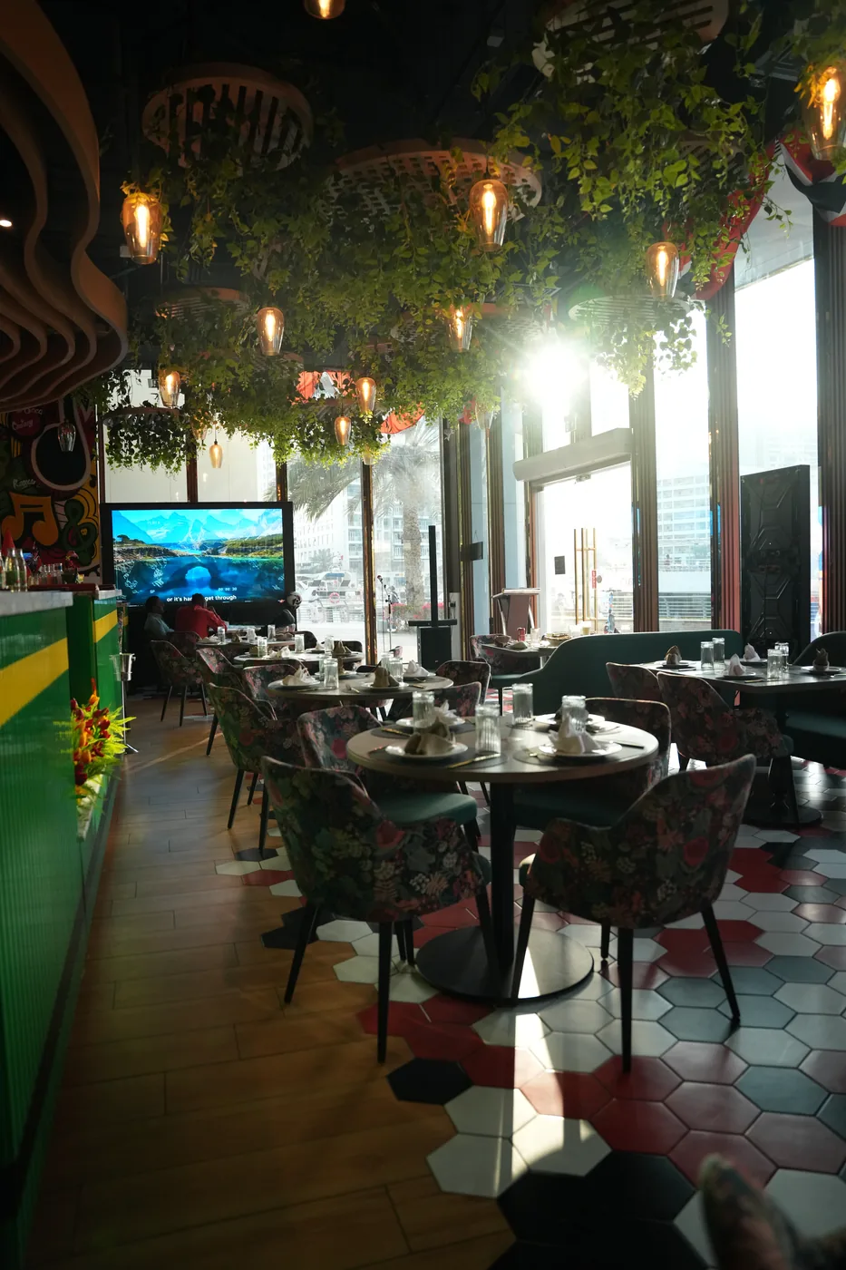 Marina-view dining room